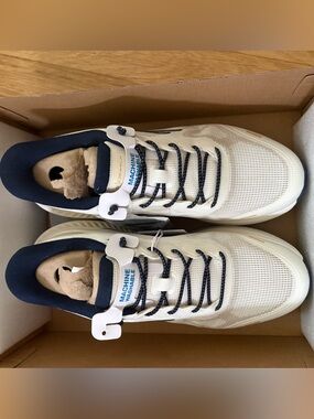 Skechers Arch Fit Walking Sneakers - Navy and Cream Outsole